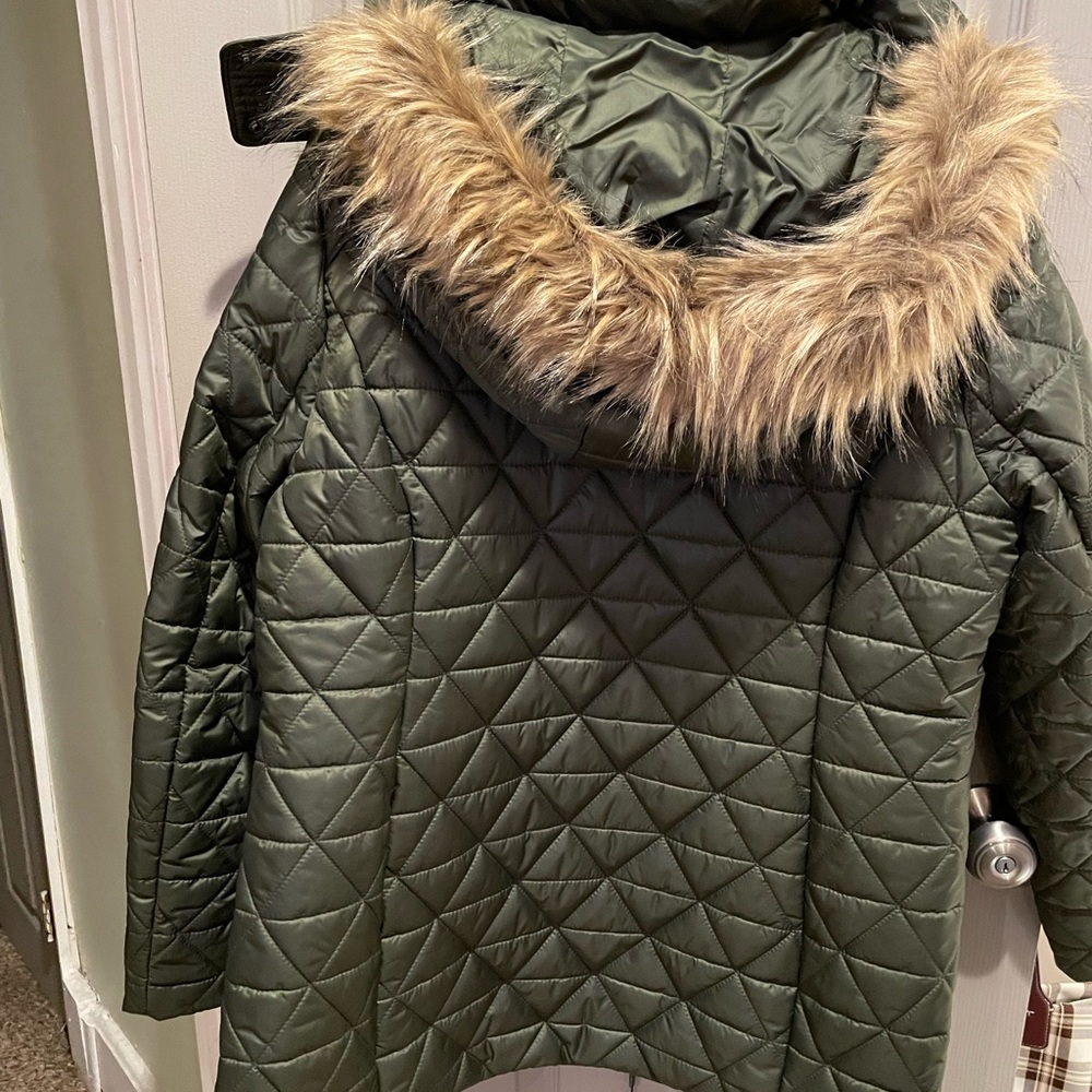 NWT Marc New York Faux Fur Trim Hood Quilted Jacket - Picture 2 of 3